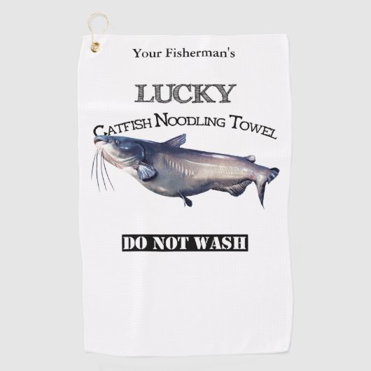 Aangepaste Lucky Catfish Noodling Towel Golfhanddoek (Voorkant)