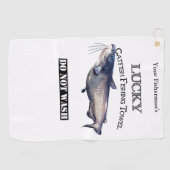 Aangepaste Lucky Catfish Vissen towel Golfhanddoek (Horizontaal)