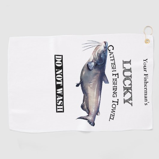 Aangepaste Lucky Catfish Vissen towel Golfhanddoek (Horizontaal)