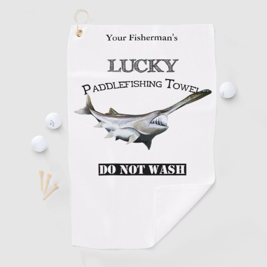 Aangepaste Lucky Paddlefish Vissen Towel Golfhanddoek (Insitu)
