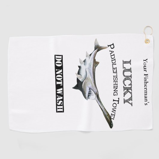 Aangepaste Lucky Paddlefish Vissen Towel Golfhanddoek (Horizontaal)