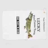 Aangepaste Lucky Pike Vissen towel Golfhanddoek (Horizontaal)