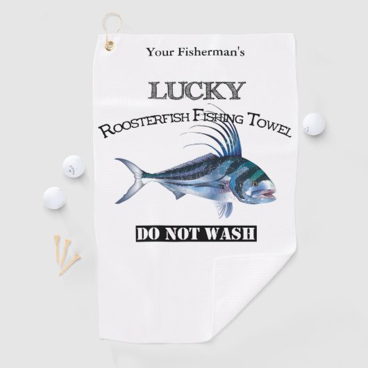 Aangepaste Lucky Roosterfish Vissen Towel Golfhanddoek (Insitu)