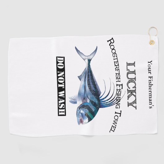 Aangepaste Lucky Roosterfish Vissen Towel Golfhanddoek (Horizontaal)