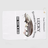 Aangepaste Lucky Sturgeon Vissen Towel Golfhanddoek (Horizontaal)