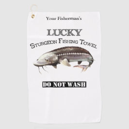 Aangepaste Lucky Sturgeon Vissen Towel Golfhanddoek