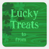 Aangepaste Lucky Treats St. Patrick's Day Vierkant Vierkante Sticker (Voorkant)