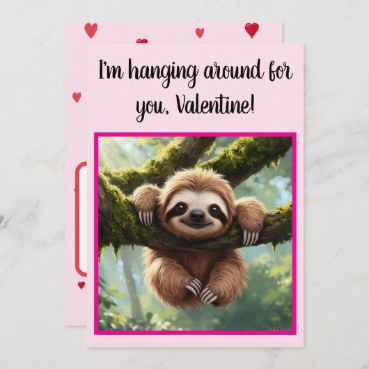 Aangepaste luiaard grappige "hangen rond" Valentij Feestdagenkaart (Voorkant / Achterkant)