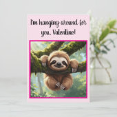 Aangepaste luiaard grappige "hangen rond" Valentij Feestdagenkaart (Staand voorkant)