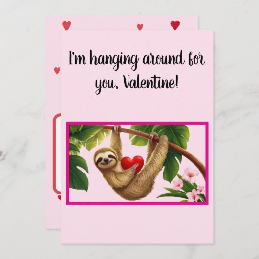 Aangepaste luiaard grappige "hangen rond" Valentij Feestdagenkaart (Voorkant / Achterkant)