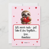 Aangepaste luiaard grappige "hangen rond" Valentij Feestdagenkaart (Achterkant)