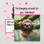 Aangepaste luiaard grappige "hangen rond" Valentij Feestdagenkaart (Voorkant / Achterkant)