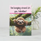 Aangepaste luiaard grappige "hangen rond" Valentij Feestdagenkaart (Staand voorkant)