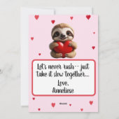 Aangepaste luiaard grappige "hangen rond" Valentij Feestdagenkaart (Achterkant)