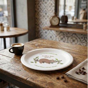 Aangepaste Luiaard Koffiebar Papieren Bordje