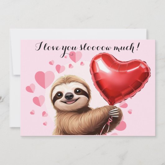 Aangepaste luiaard roze Valentijnsdag grappig Feestdagenkaart (Voorkant)