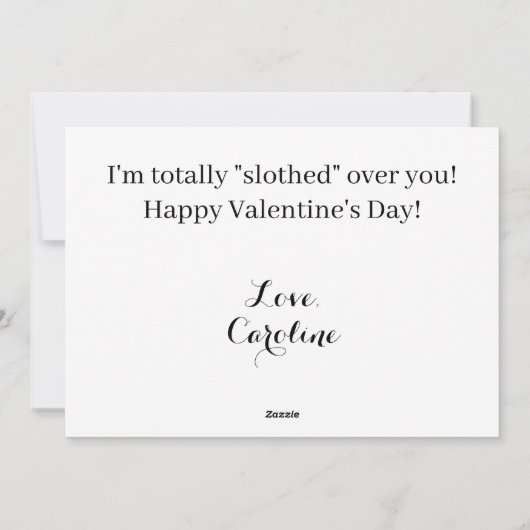 Aangepaste luiaard roze Valentijnsdag grappig Feestdagenkaart (Achterkant)