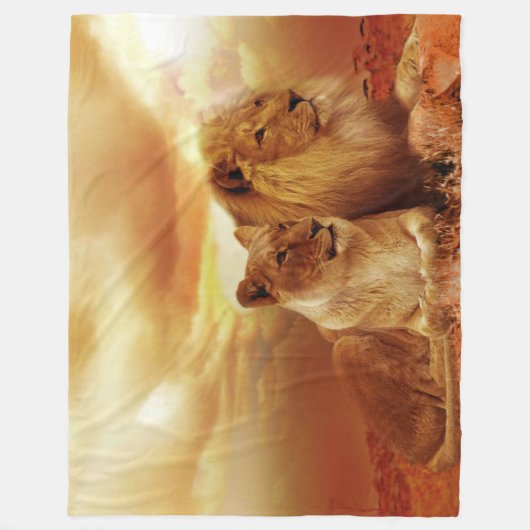 Aangepaste luier- en leeuwengand, groot fleece deken (Voorkant)