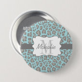 Aangepaste luipaard afdrukblauw en grijze Button (Voorkant /achterkant)