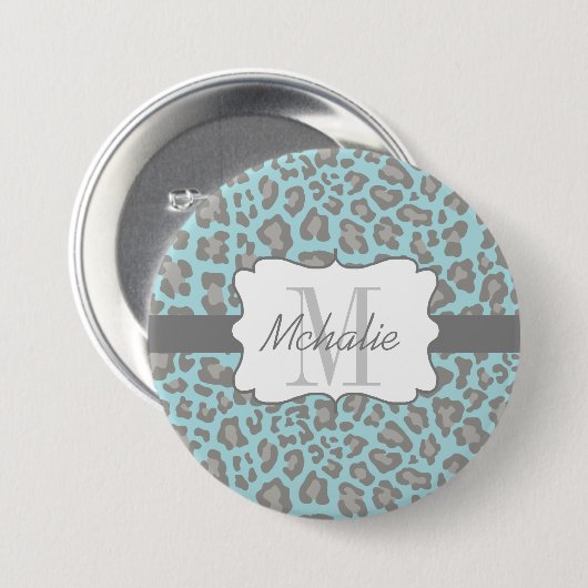 Aangepaste luipaard afdrukblauw en grijze Button (Voorkant /achterkant)