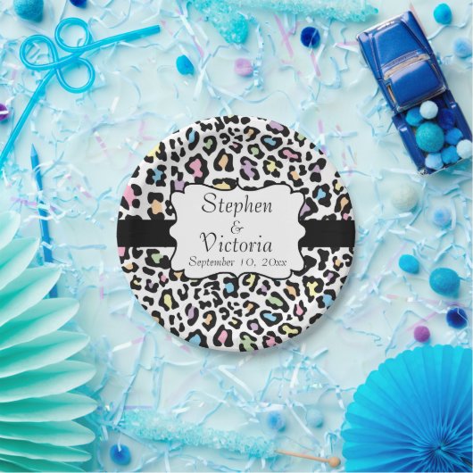 Aangepaste luipaard afdrukken Multikleuren papiere Papieren Bordje (Feest)