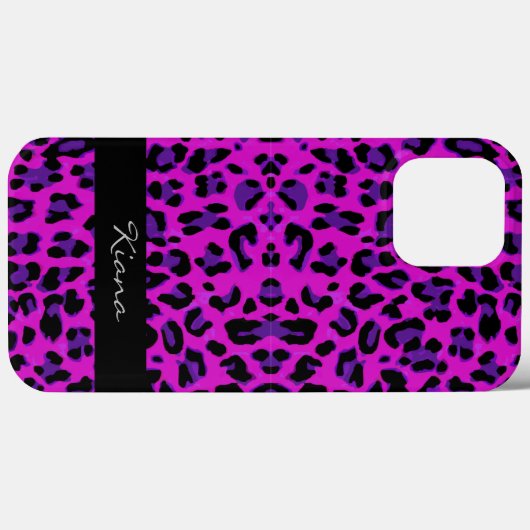 Aangepaste luipaard afdrukmagenta Case-Mate iPhone case (Achterkant (horizontaal))
