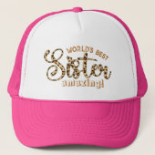 Aangepaste luipaard brief woord 's beste zus verba trucker pet (Voorkant)