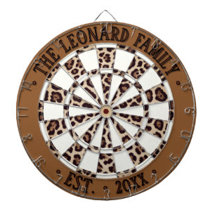 Aangepaste Luipaard Dierprint, Wit, Bruin, Zwart Dartbord