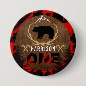 Aangepaste Lumberjack First Birthday Wood Pset Ronde Button 7,6 Cm (Voorkant)