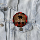 Aangepaste Lumberjack First Birthday Wood Pset Ronde Button 7,6 Cm (In situ)