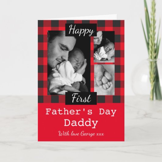 Aangepaste Lumberjack red first fathers day Kaart (Voorkant)