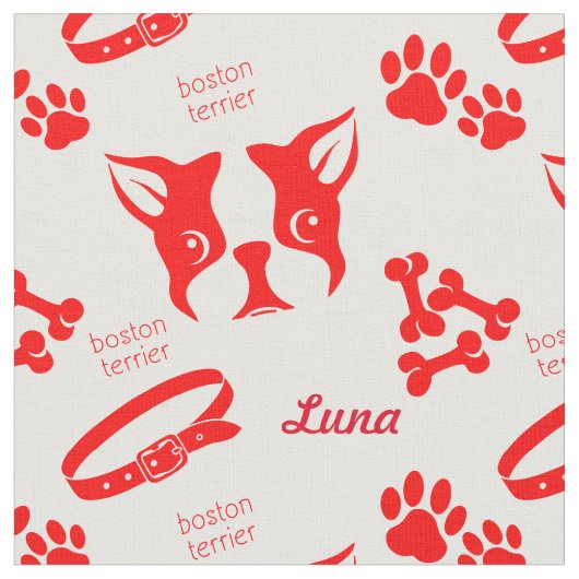 Aangepaste Luna Terrier in Red Fabric Stof (Close Up)