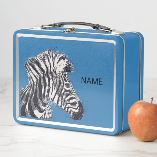 Aangepaste lunchbox met deze Punk Zebra Print (In situ)