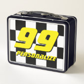 Aangepaste lunchbox van kind met geveegde racevlag (Achterkant)