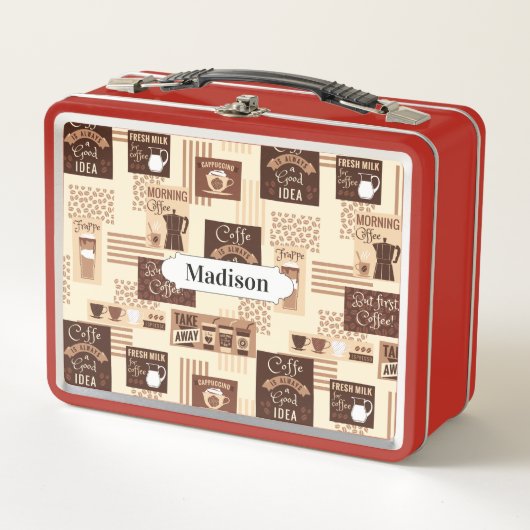 Aangepaste lunchboxen koffiepatroon (Voorkant)