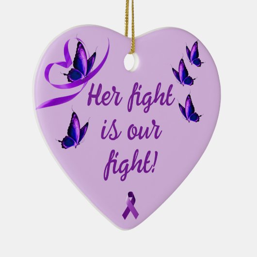 Aangepaste Lupus ondersteunt Paars hart Keramisch Ornament (Rechts)