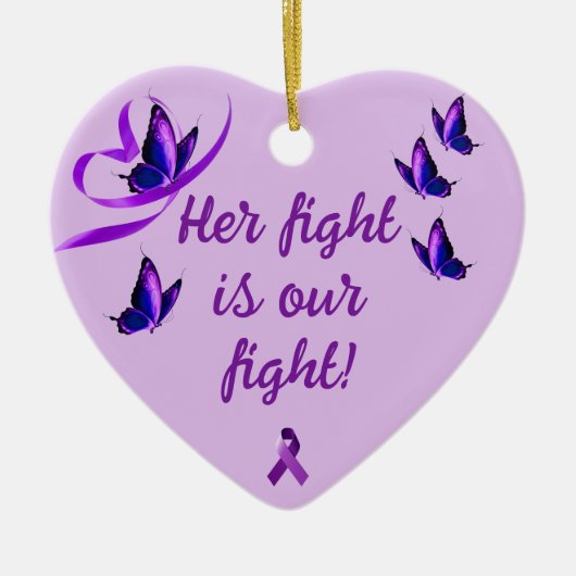 Aangepaste Lupus ondersteunt Paars hart Keramisch Ornament (Voorkant)