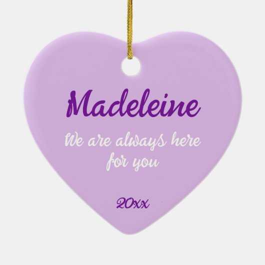 Aangepaste Lupus ondersteunt Paars hart Keramisch Ornament (Achterkant)