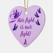 Aangepaste Lupus ondersteunt Paars hart Keramisch Ornament (Links)