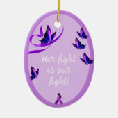 Aangepaste Lupus ondersteunt Paarse hartkeramiek o Keramisch Ornament (Voorkant)