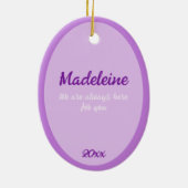 Aangepaste Lupus ondersteunt Paarse hartkeramiek o Keramisch Ornament (Achterkant)