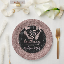 Aangepaste Luxe 35th Birthday Glitter Papieren Bordje