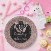 Aangepaste Luxe 35th Birthday Glitter Papieren Bordje (Feest)