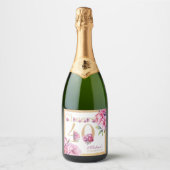 Aangepaste luxe 40e verjaardag Pink Gold Glitter Sparkling Wijnetiket (Voorkant)