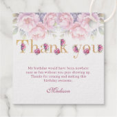 Aangepaste luxe 60e verjaardag Floral Pink Gold Bedankjes Labels (Achterkant)