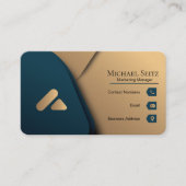 Aangepaste luxe Blauwgroen blauw en goud Visitekaartje (Voorkant)