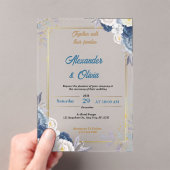 Aangepaste luxe bloemen acryl bruiloft uitnodiging (Insitu (Draagbaar))