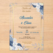 Aangepaste luxe bloemen acryl bruiloft uitnodiging (Voorkant)