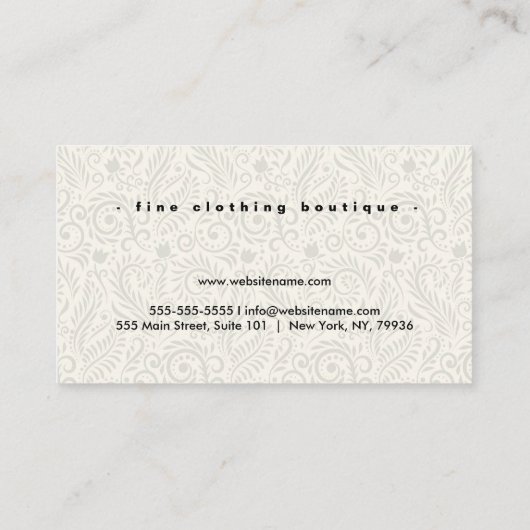 Aangepaste luxe boetiek Floral Visitekaartje (Achterkant)