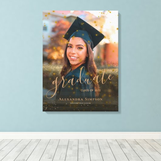 Aangepaste Luxe Confetti Glitter Afstuderen foto Canvas Afdruk (Insitu (Houten vloer))